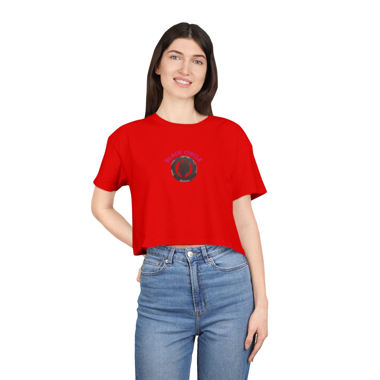 Black Circle Crop Tee T-Shirt for Women