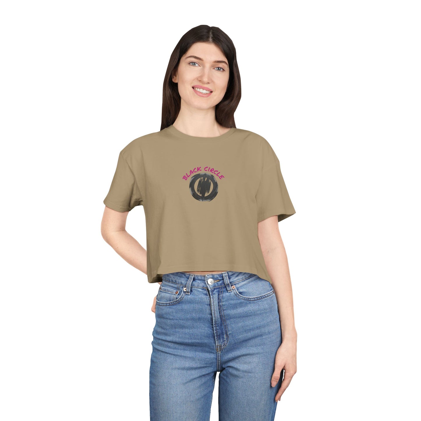 Black Circle Crop Tee T-Shirt for Women