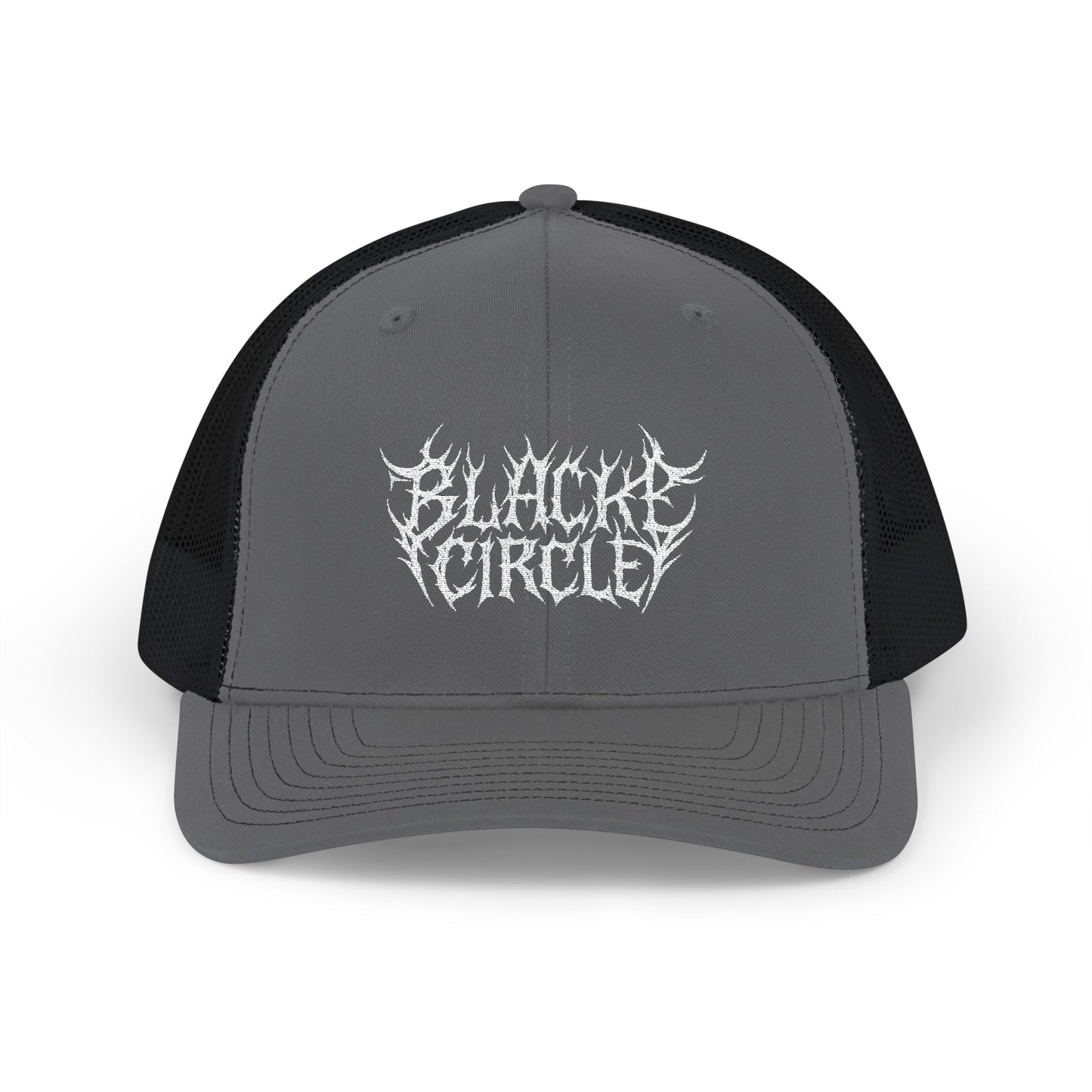 Snapback Cap - Edgy Black Circle Embroidered Trucker Hat