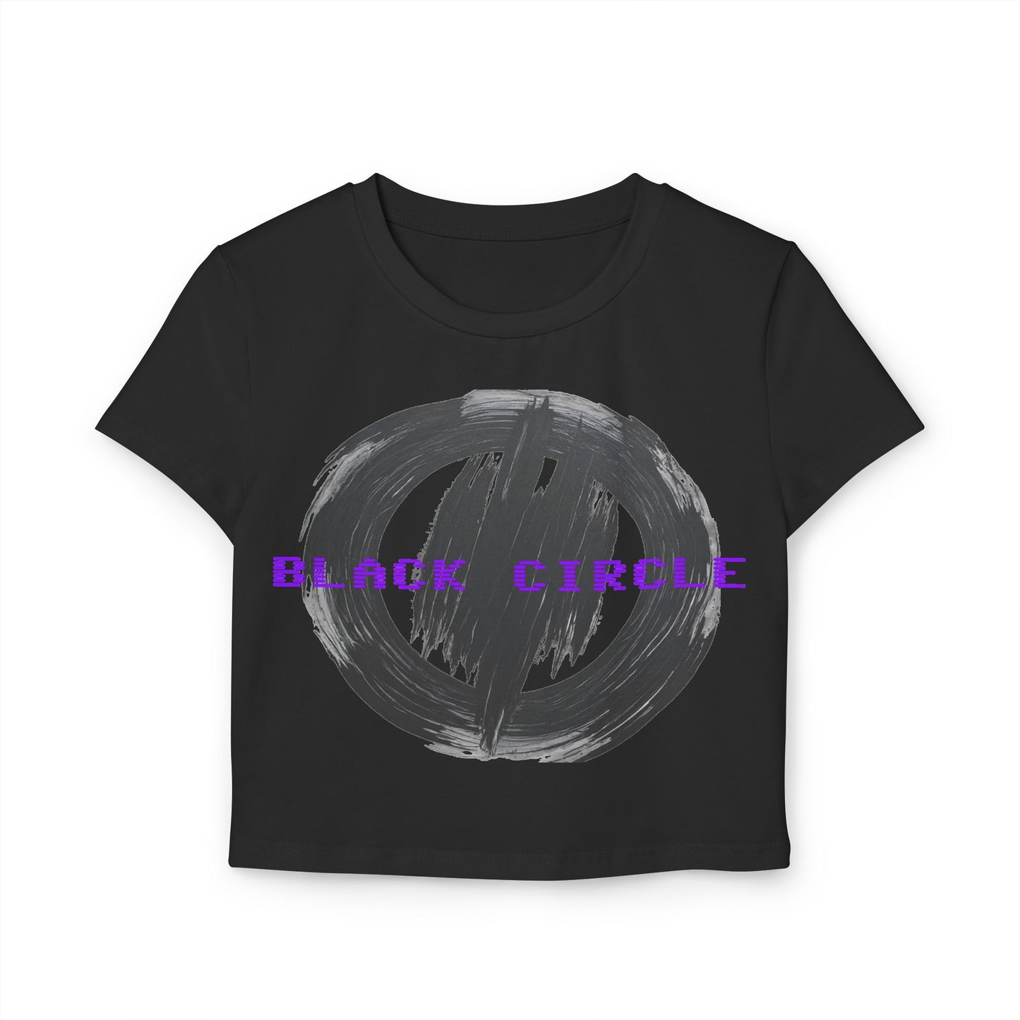 Trendy Women's Baby Tee - 'Black Circle' Graphic