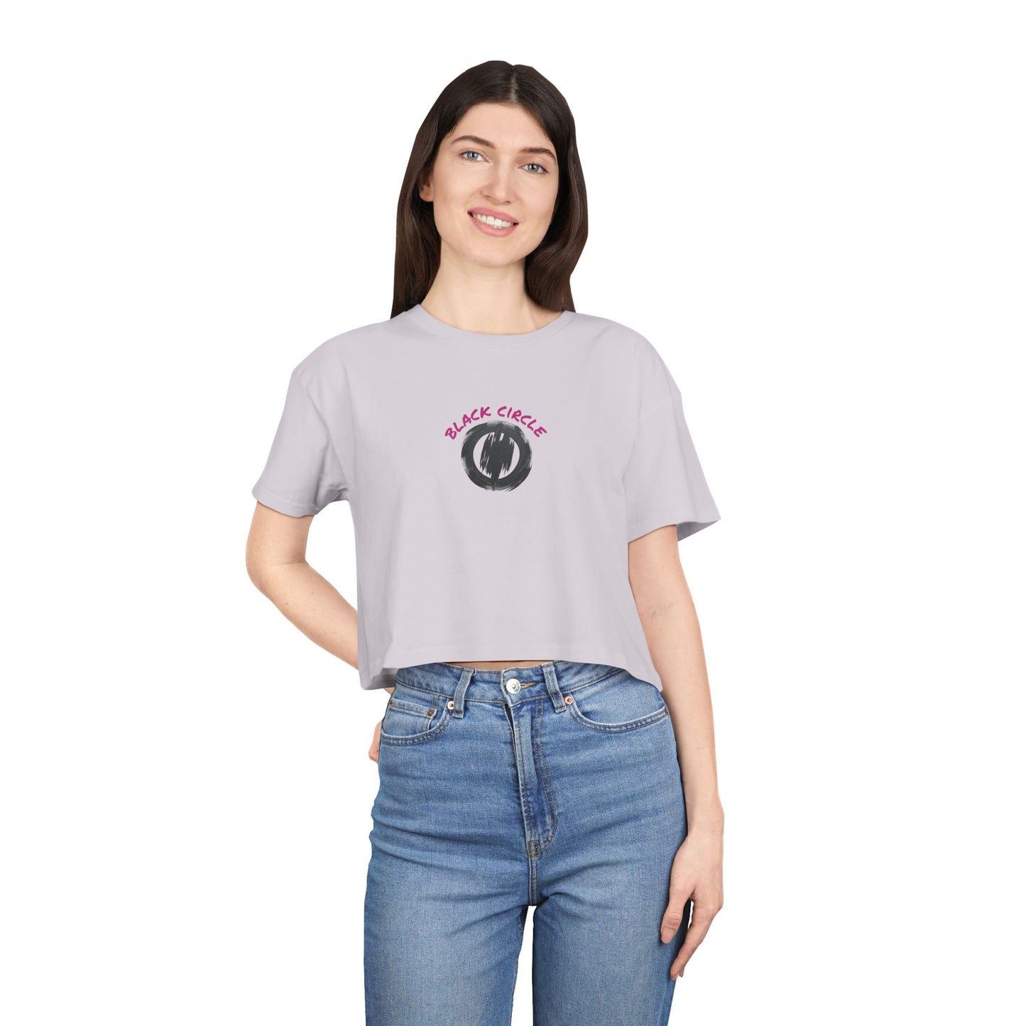 Black Circle Crop Tee T-Shirt for Women
