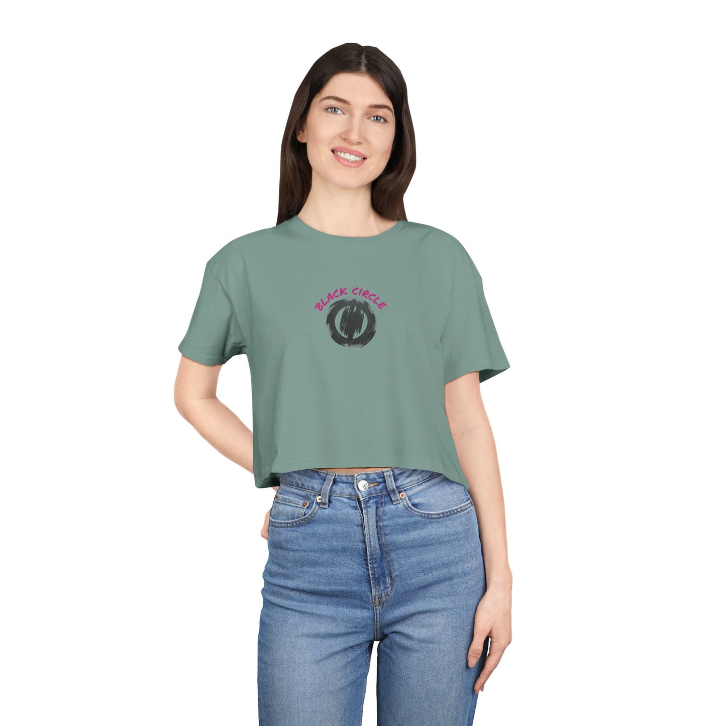 Black Circle Crop Tee T-Shirt for Women