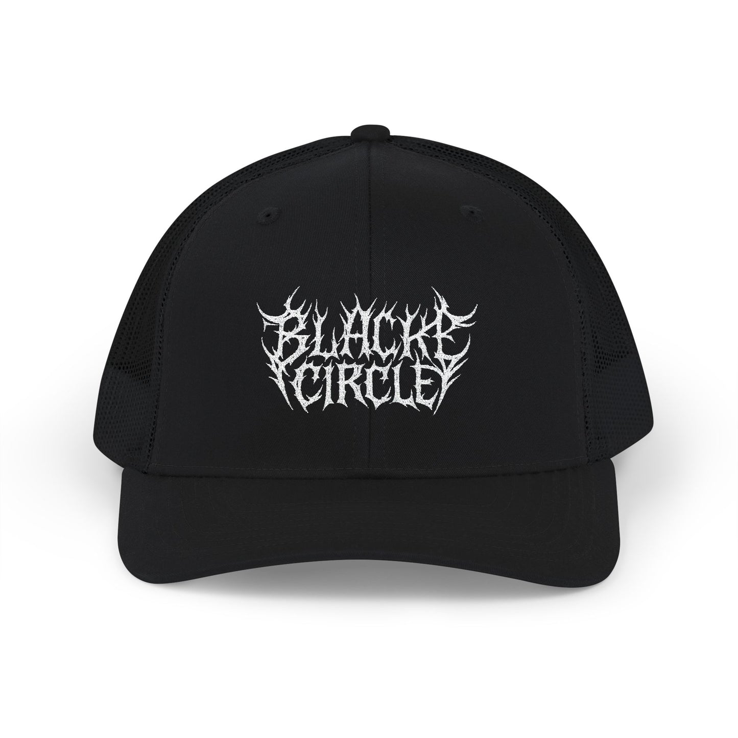 Snapback Cap - Edgy Black Circle Embroidered Trucker Hat