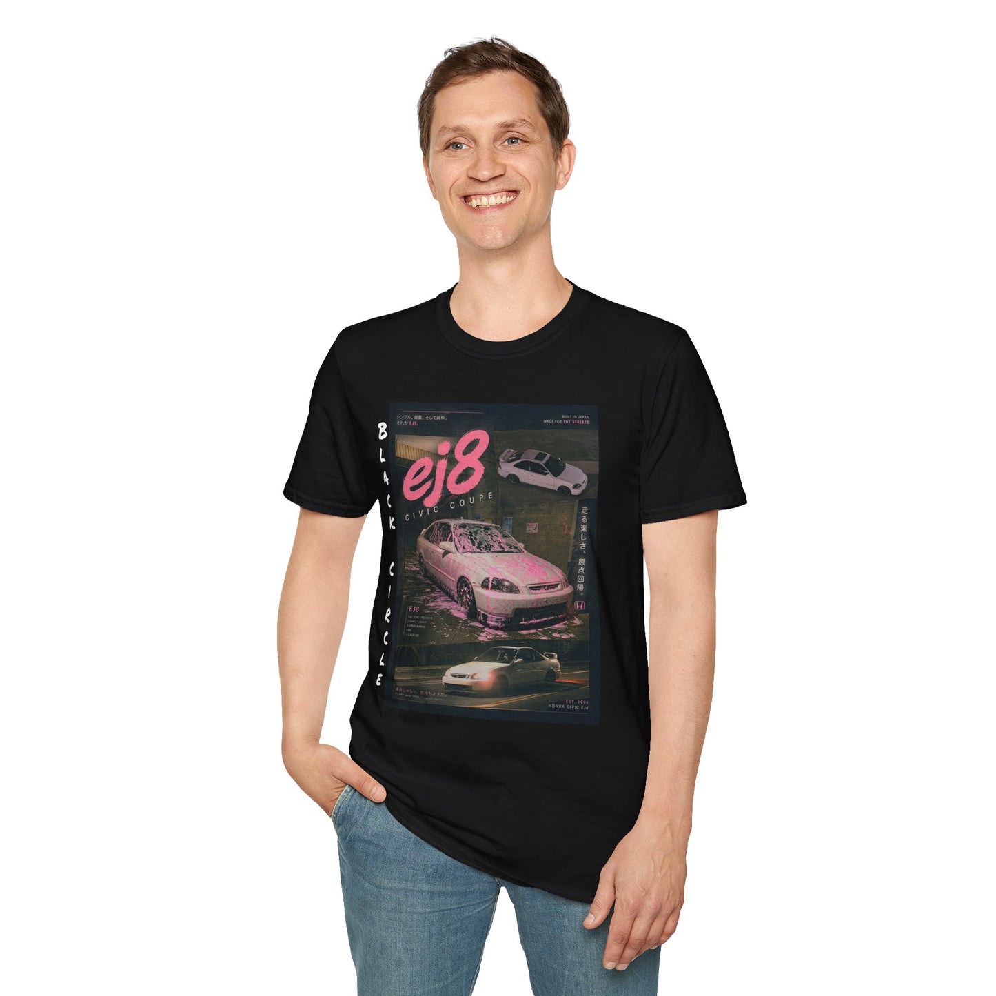 EJ8 Black Circle Retro JDM Car T‑Shirt