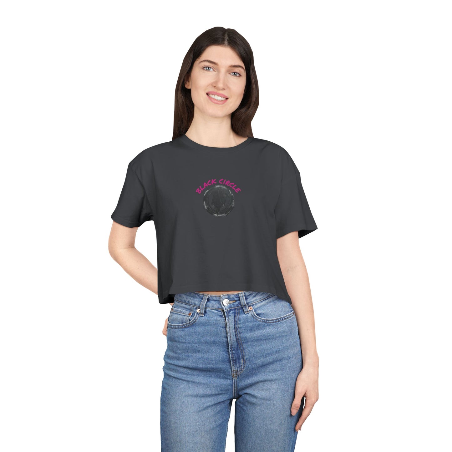 Black Circle Crop Tee T-Shirt for Women