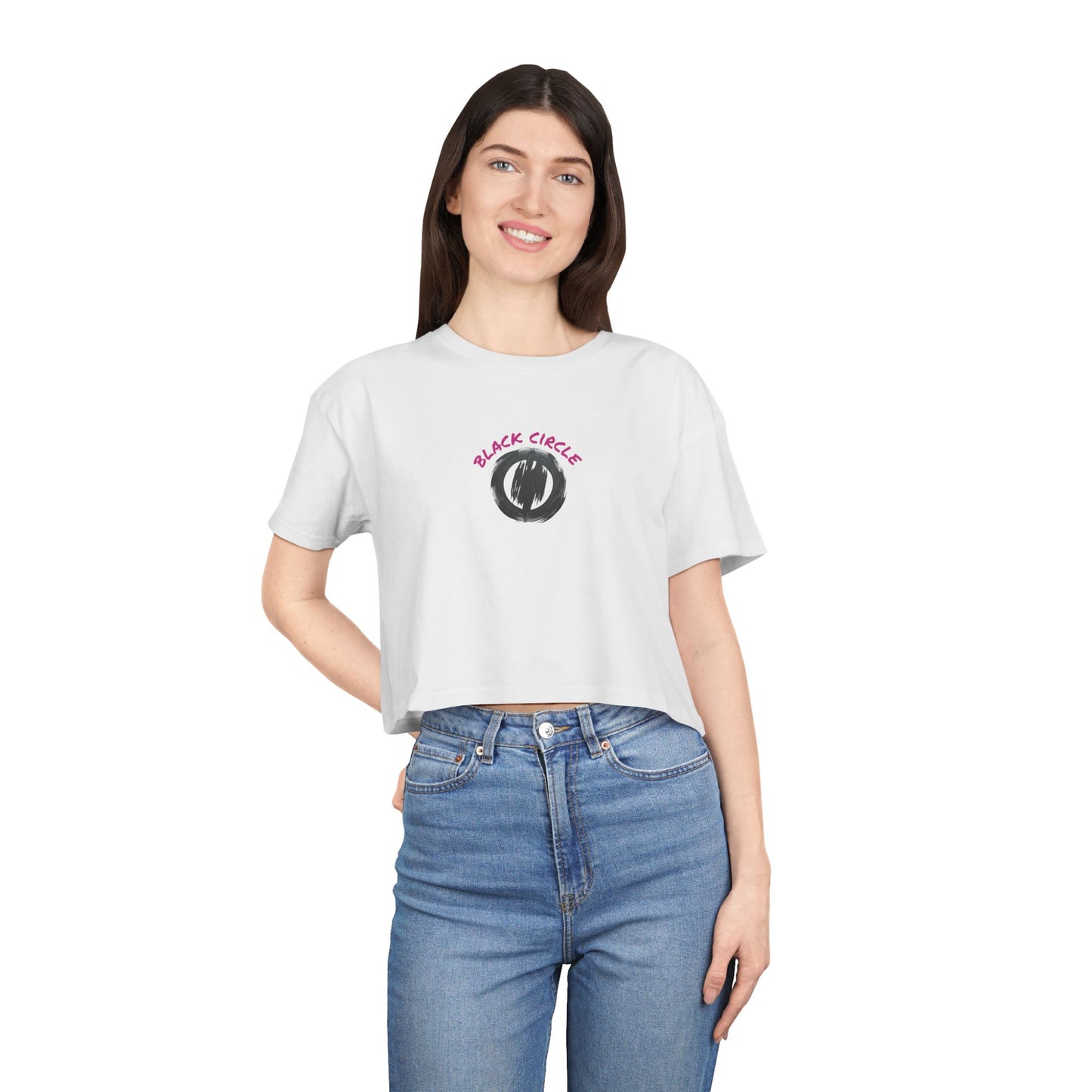 Black Circle Crop Tee T-Shirt for Women