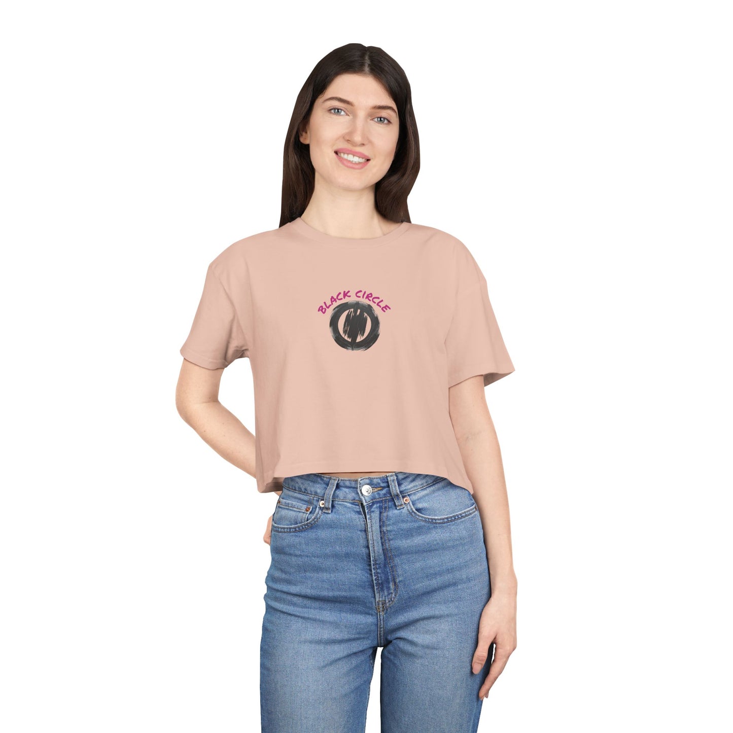 Black Circle Crop Tee T-Shirt for Women