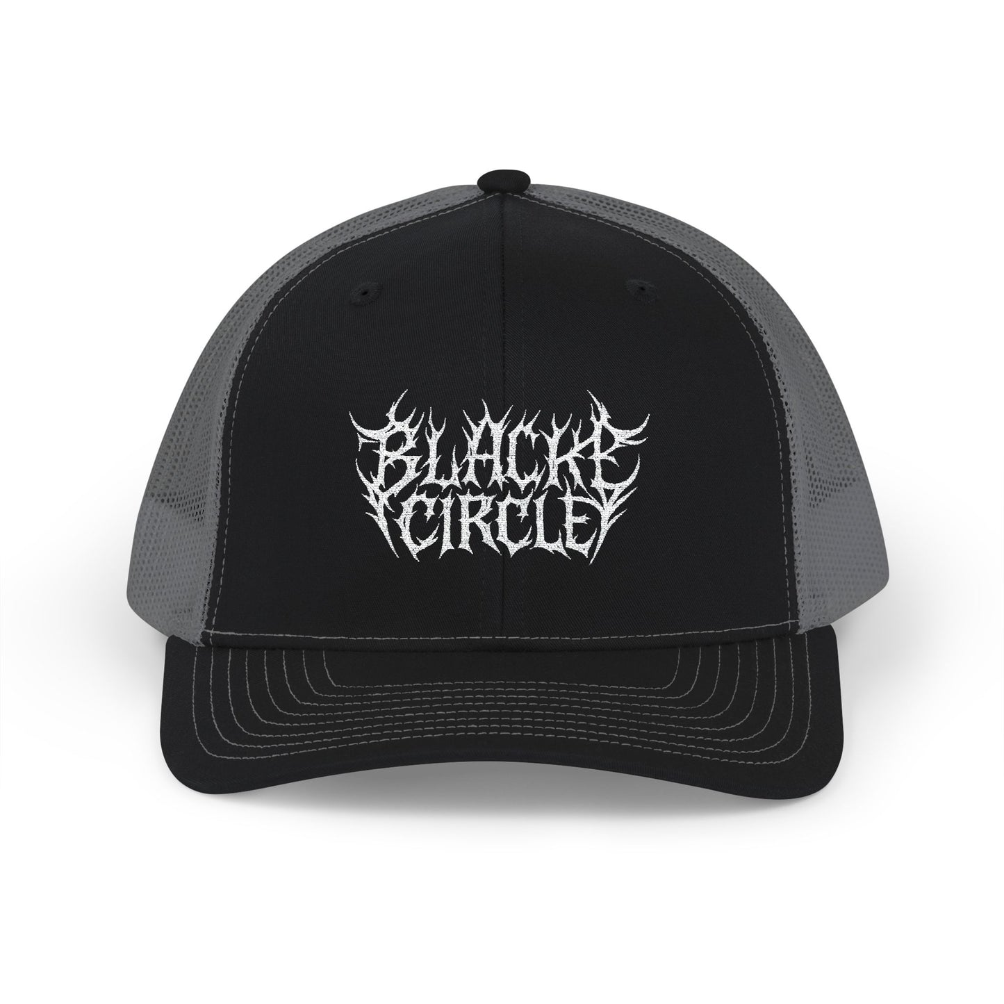 Snapback Cap - Edgy Black Circle Embroidered Trucker Hat