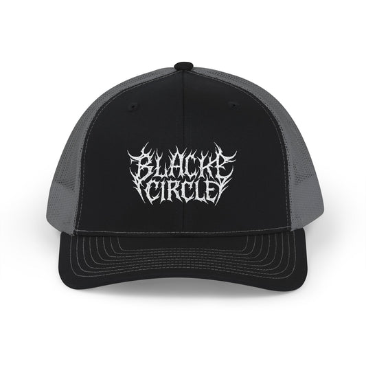 Snapback Cap - Edgy Black Circle Embroidered Trucker Hat