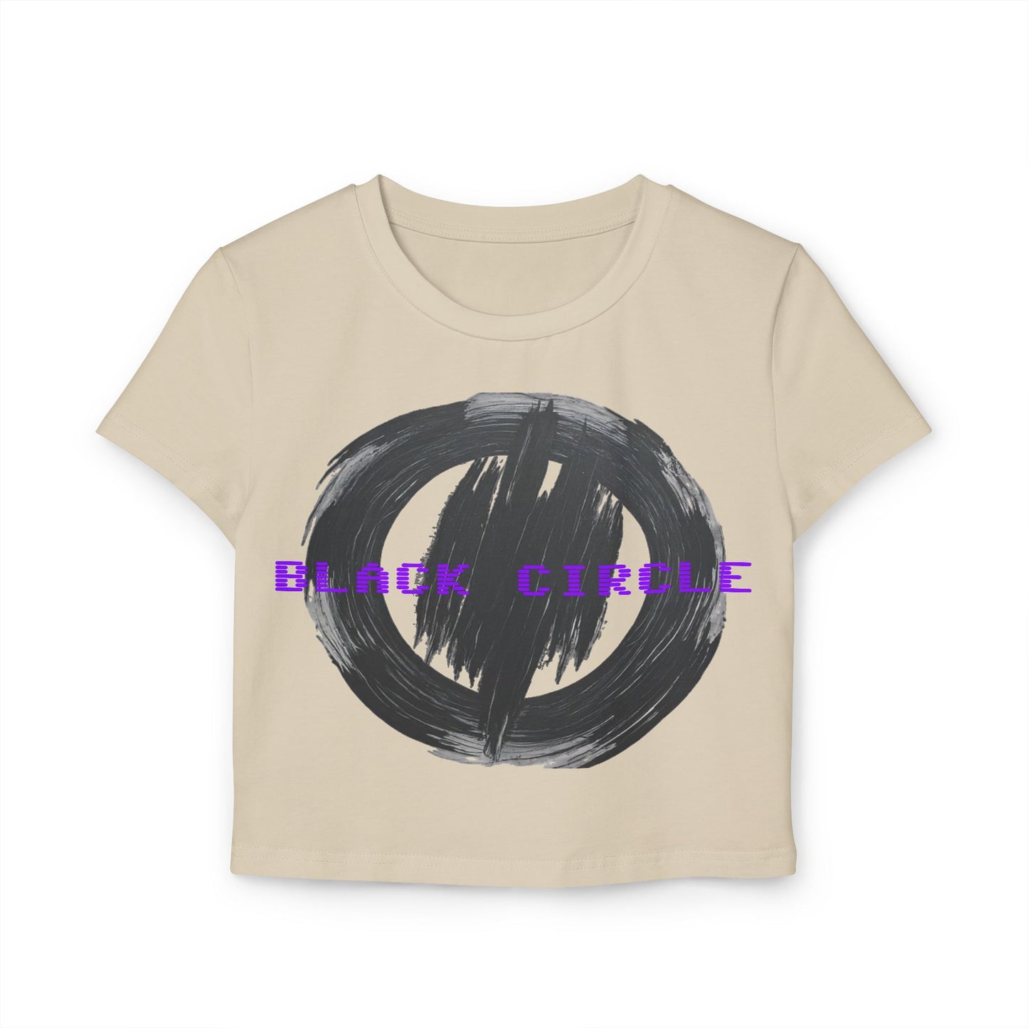 Trendy Women's Baby Tee - 'Black Circle' Graphic