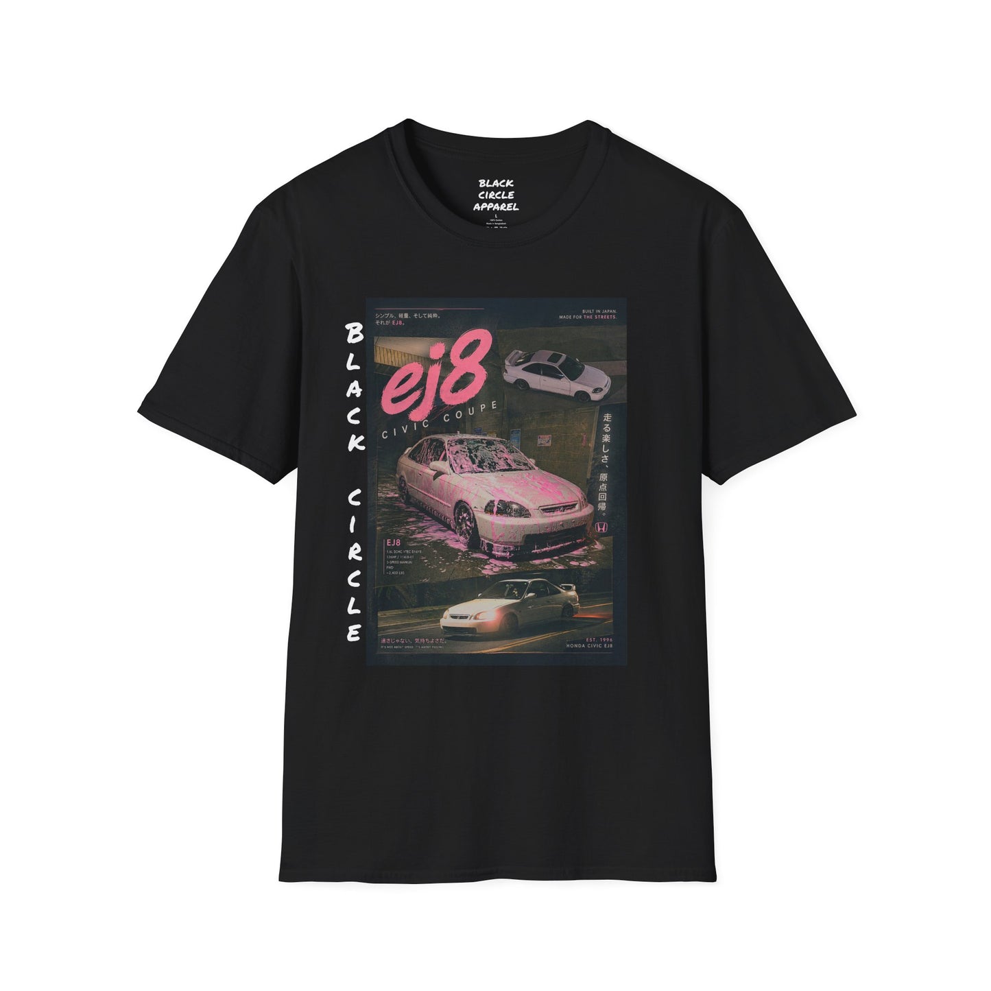 EJ8 Black Circle Retro JDM Car T‑Shirt
