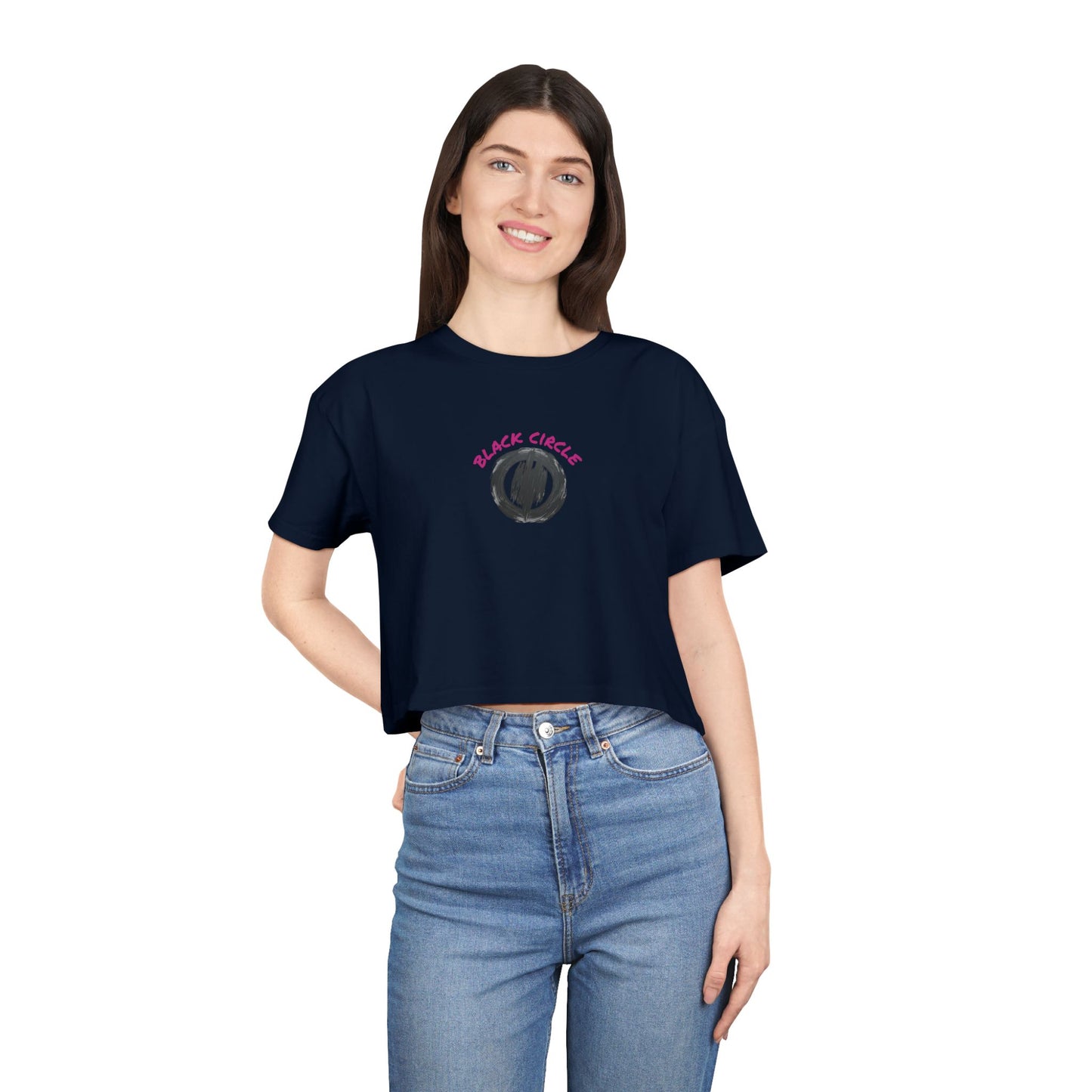 Black Circle Crop Tee T-Shirt for Women