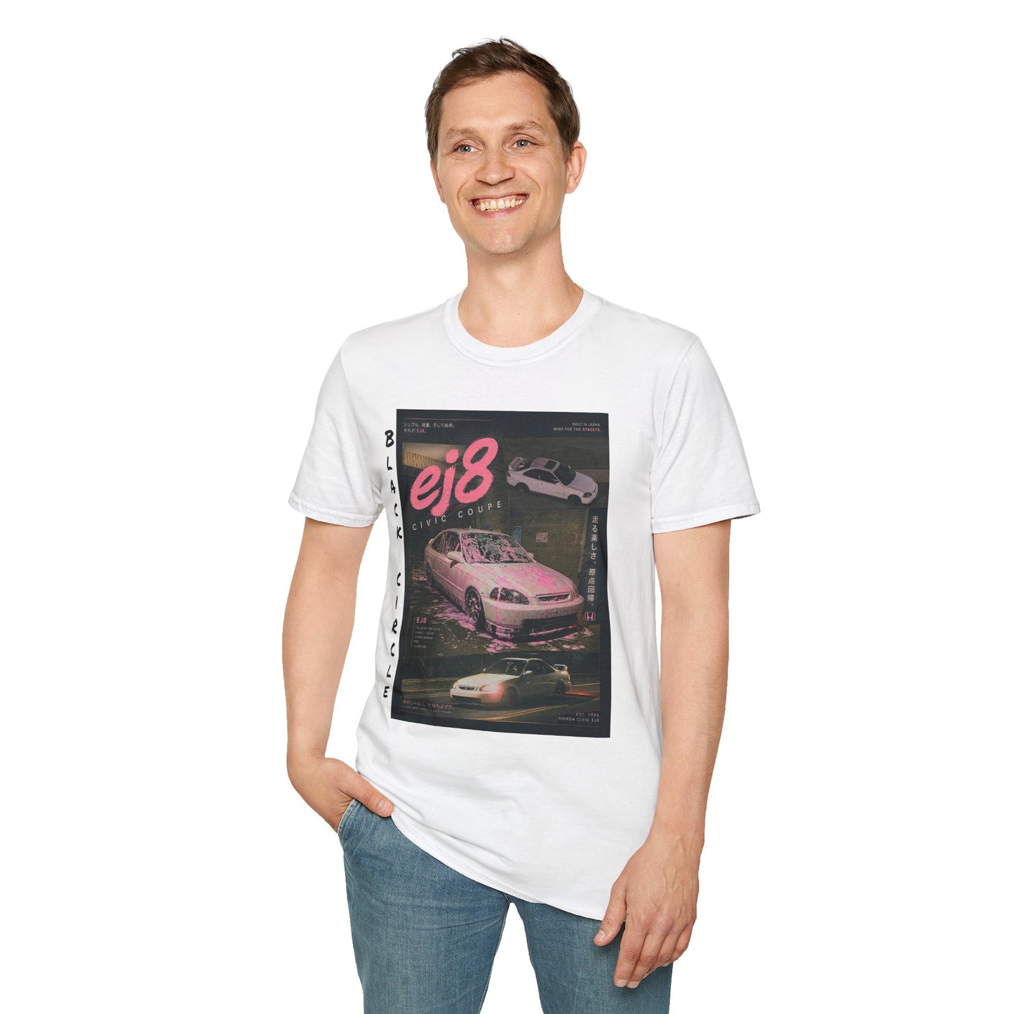 EJ8 Black Circle Retro JDM Car T‑Shirt