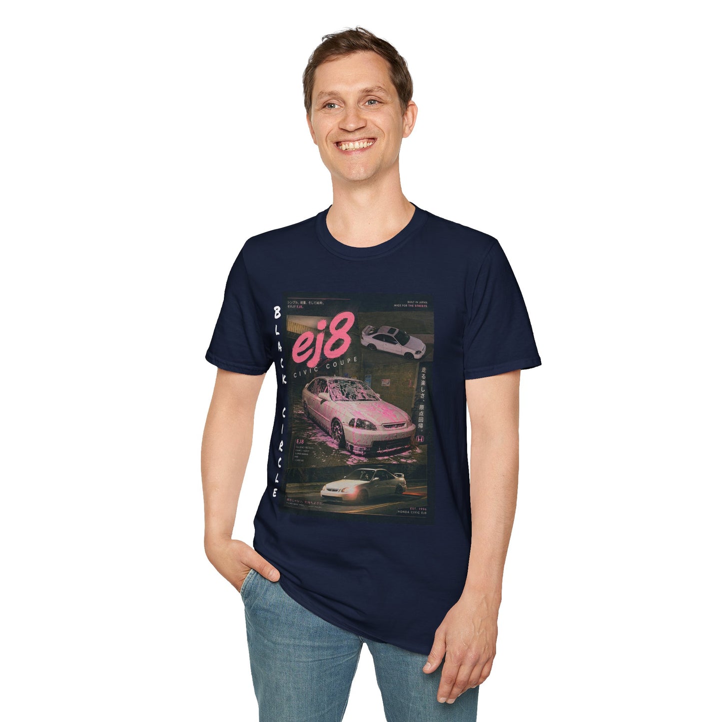 EJ8 Black Circle Retro JDM Car T‑Shirt