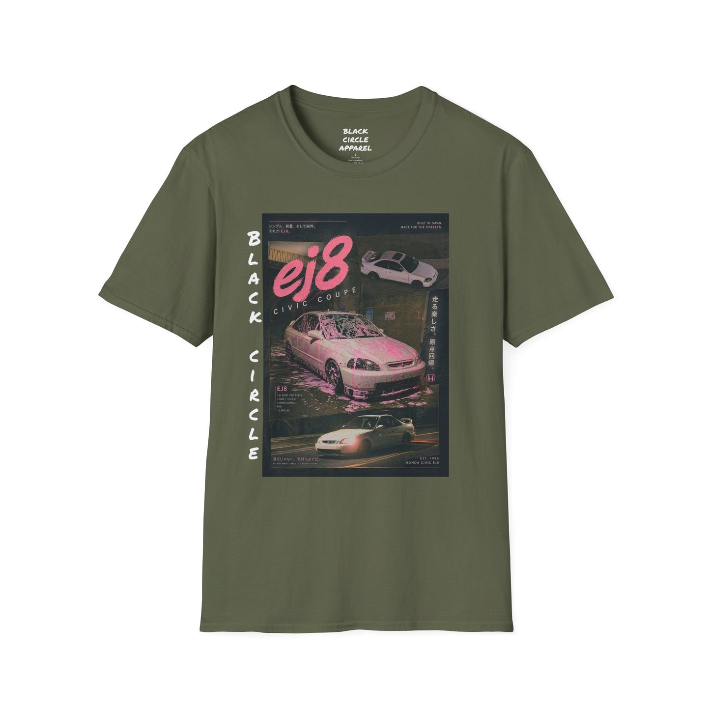 EJ8 Black Circle Retro JDM Car T‑Shirt