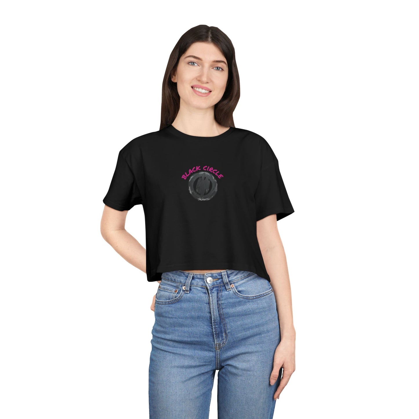 Black Circle Crop Tee T-Shirt for Women