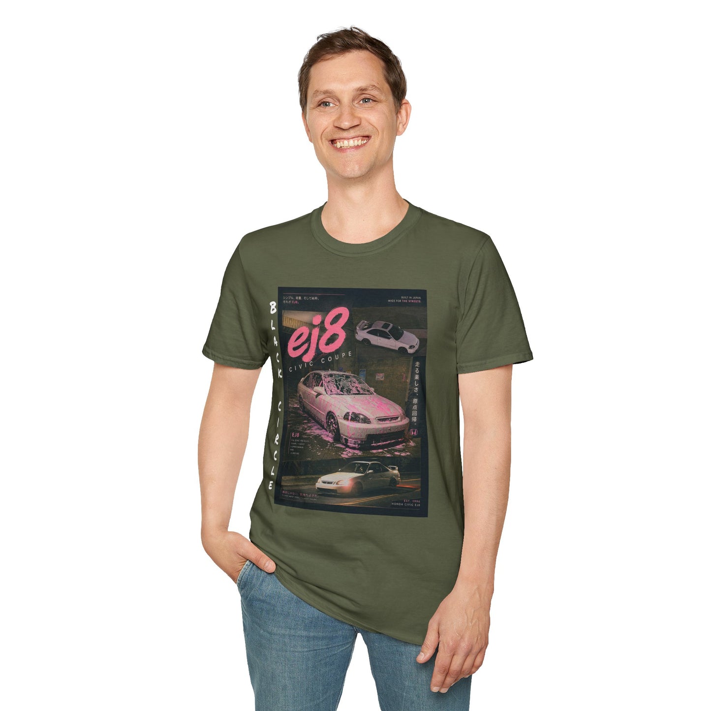 EJ8 Black Circle Retro JDM Car T‑Shirt
