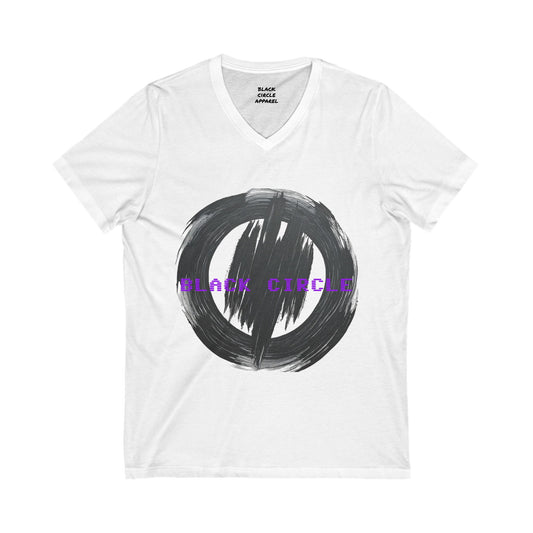 Unisex V-Neck Tee with Bold Black Circle Design - Stylish & Comfortable Casual Wear