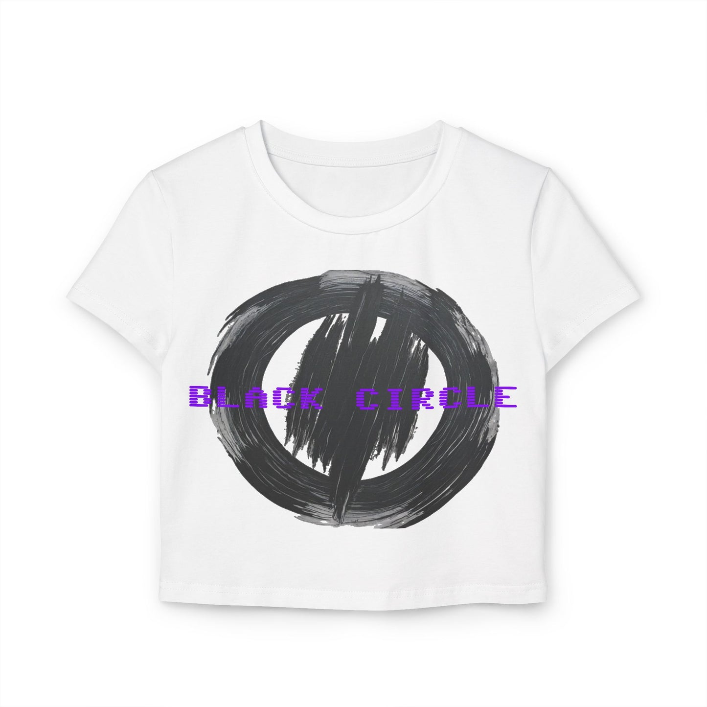 Trendy Women's Baby Tee - 'Black Circle' Graphic