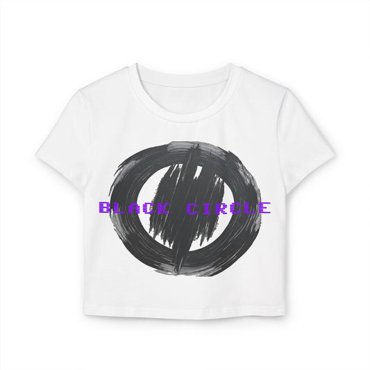 Trendy Women's Baby Tee - 'Black Circle' Graphic