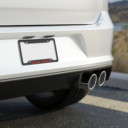 Carbon Fiber Style License Plate Frame — Black Circle Logo